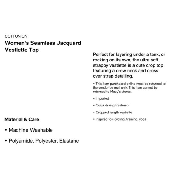 COTTON ON Womens Size M Seamless Floral Jacquard Athletic Crop Top NWT - Picture 2 of 6